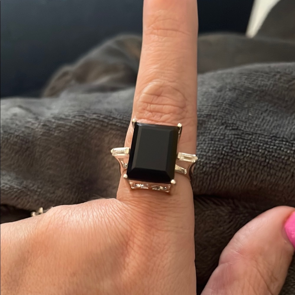 Genuine Onyx and .925 Sterling Silver Ring